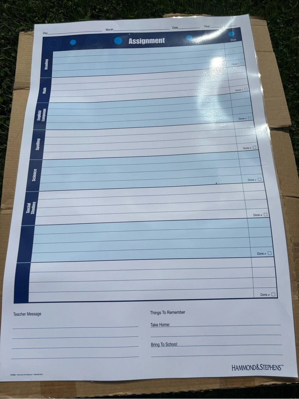 Blue Assignment Planner Pad